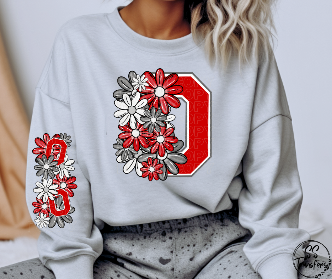 Floral Letter Pro+College Teams (w/ Sleeve Option) DTF Transfer