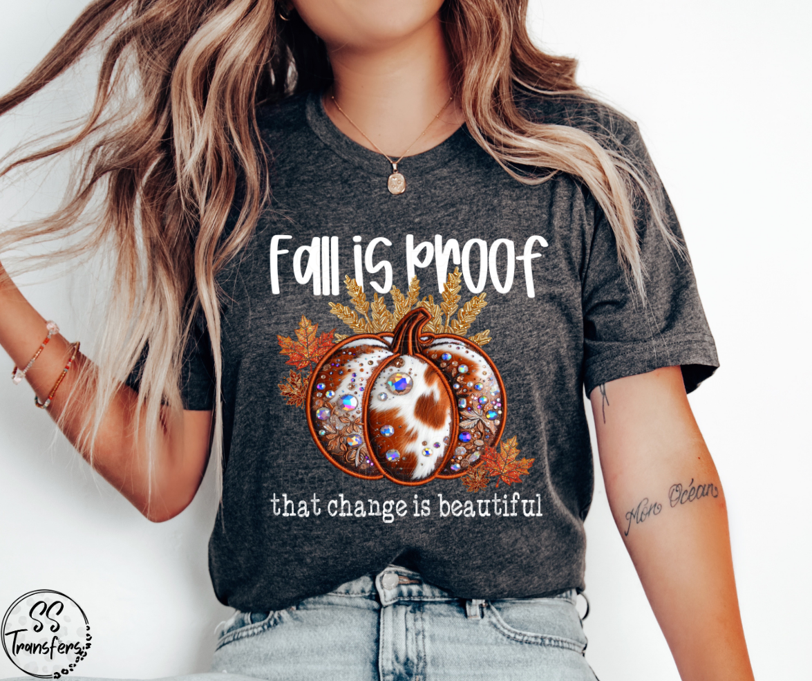 Fall is Proof Cowhide Pumpkin (Multiple Colors) DTF Transfer