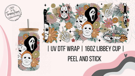 Floral Scary Guys Libbey UV Wrap