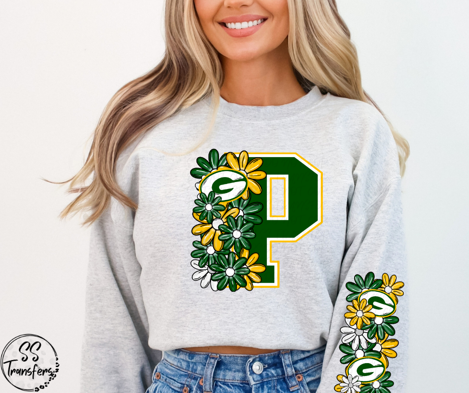 Floral Letter Pro+College Teams (w/ Sleeve Option) DTF Transfer