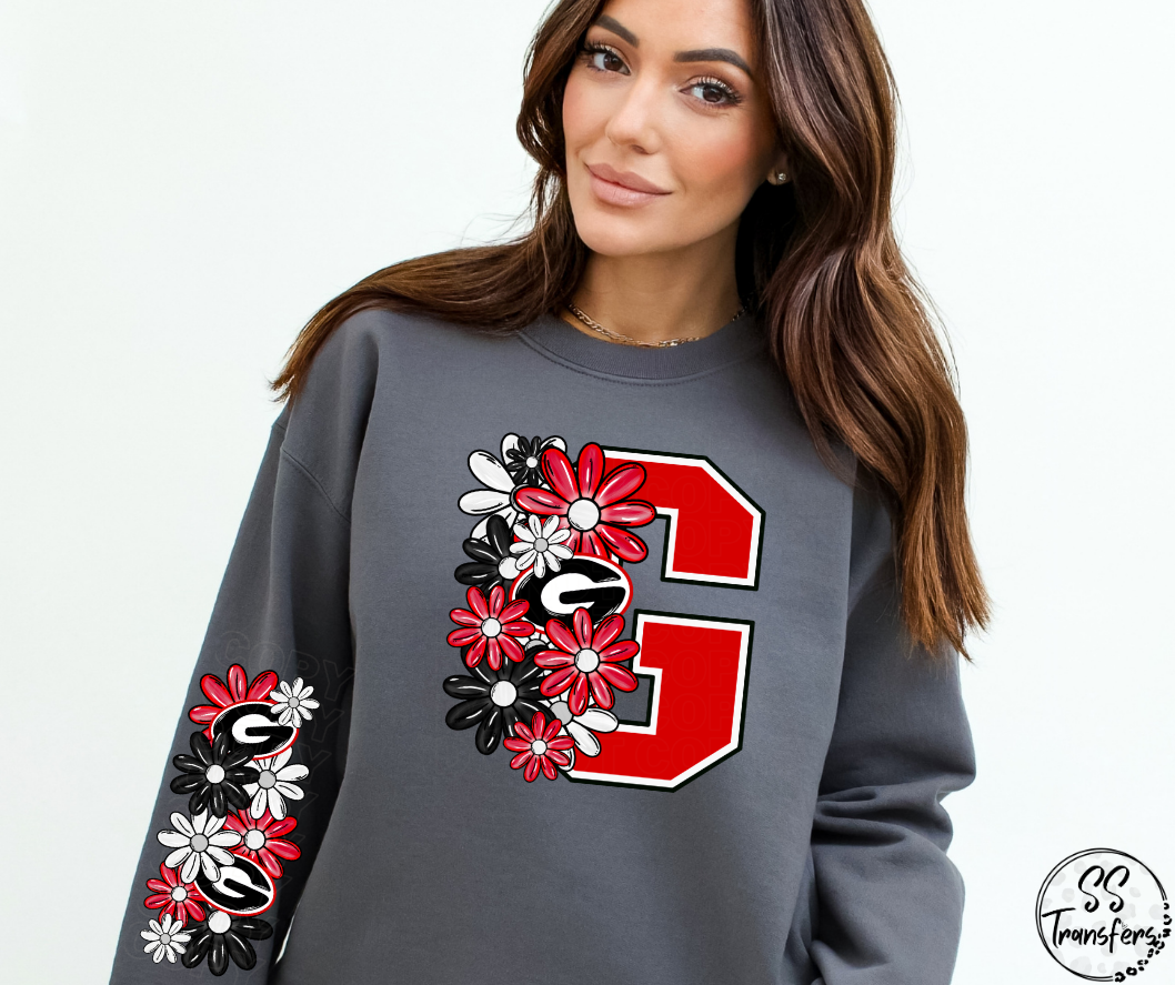 Floral Letter Pro+College Teams (w/ Sleeve Option) DTF Transfer