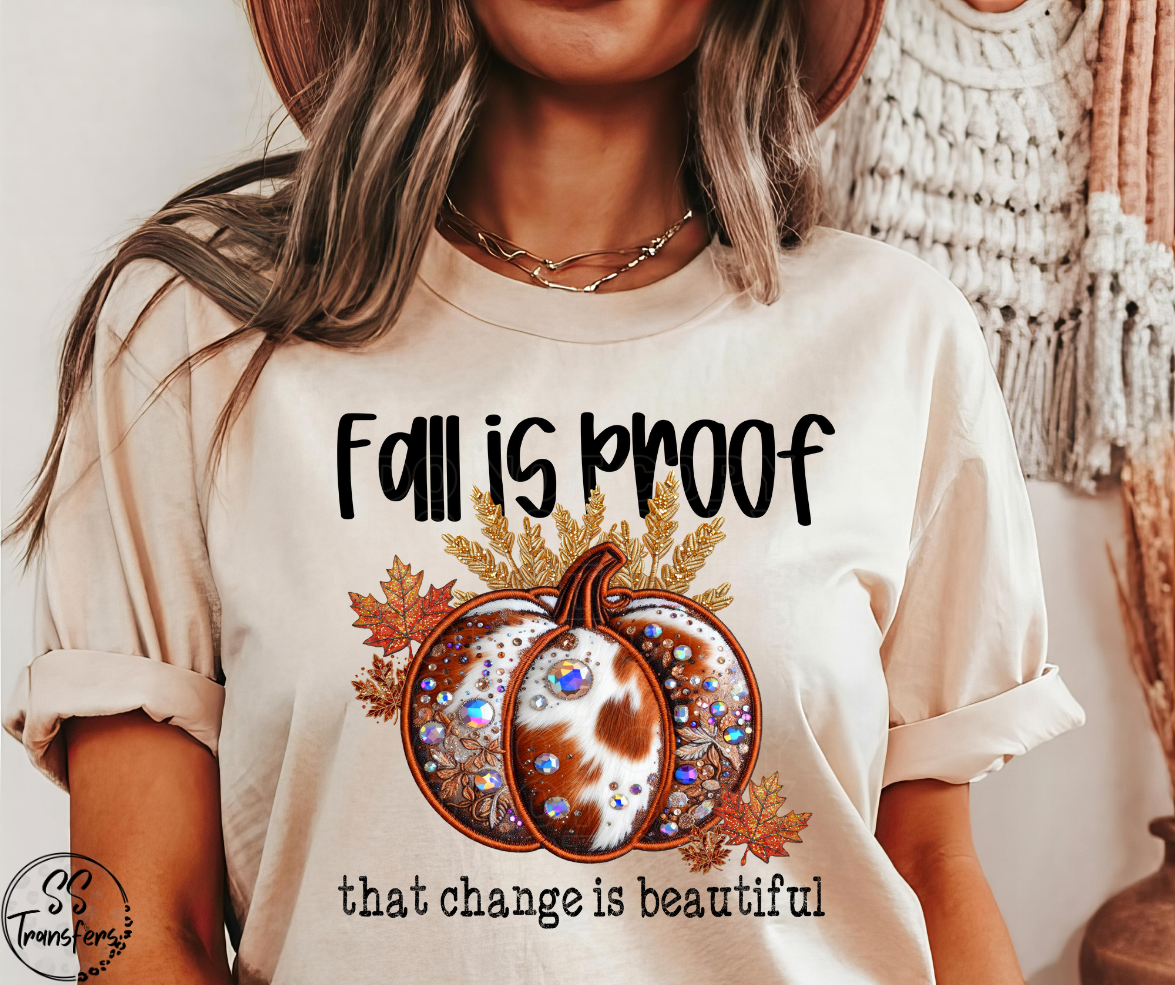 Fall is Proof Cowhide Pumpkin (Multiple Colors) DTF Transfer