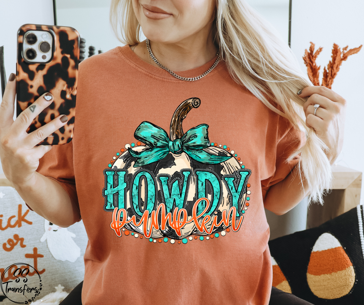 Howdy Pumpkin Cow Print DTF Transfer