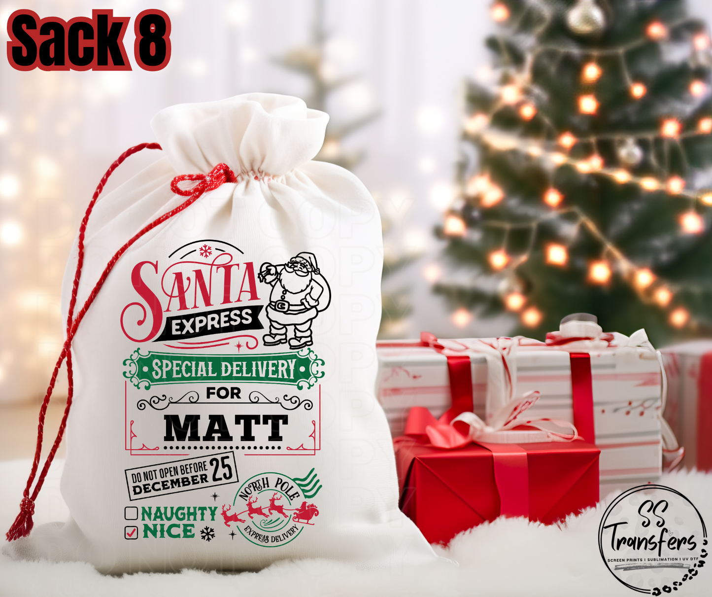 Custom Name Santa Sacks (Multiple Options) DTF Transfer