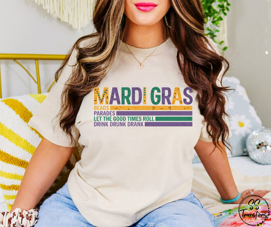 Mardi Gras Words DTF Transfer