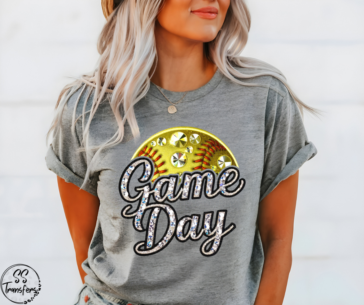 Game Day Faux Bling/Glitter (Multiple Sport Options) DTF Transfer