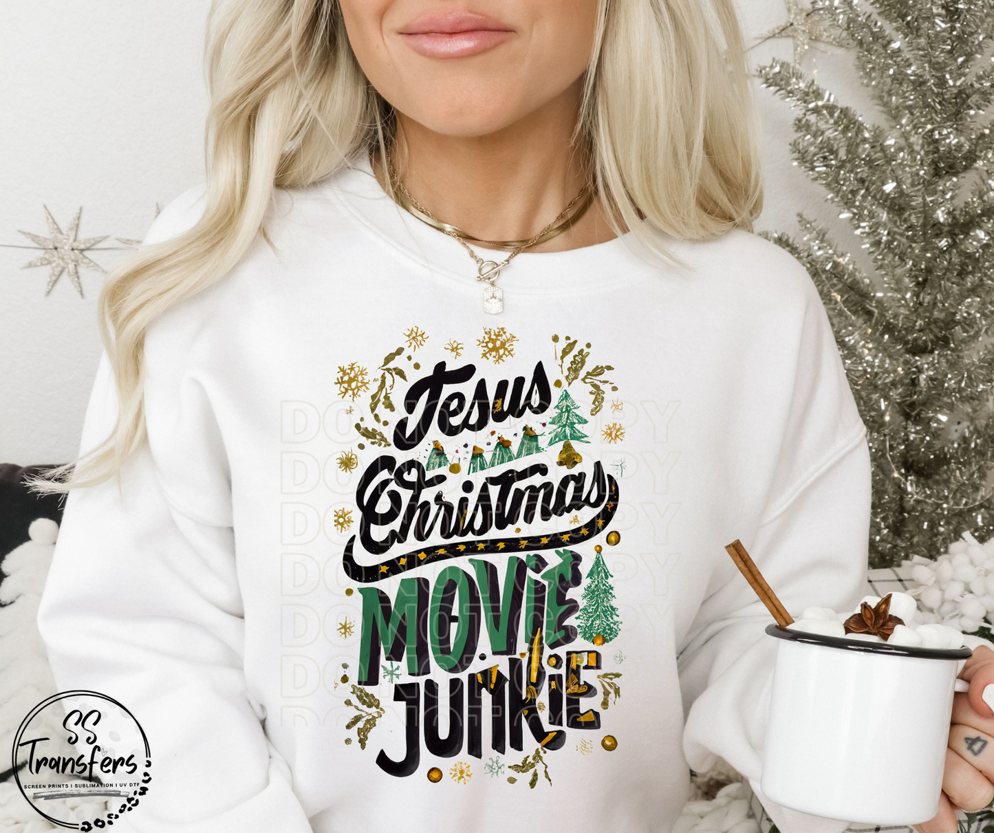Jesus and Christmas Movies DTF Transfer