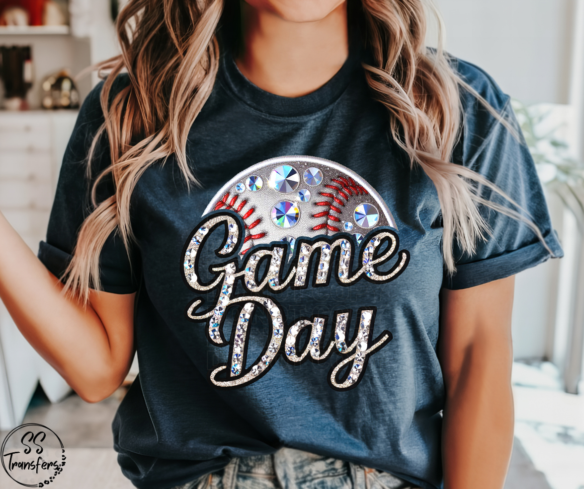 Game Day Faux Bling/Glitter (Multiple Sport Options) DTF Transfer