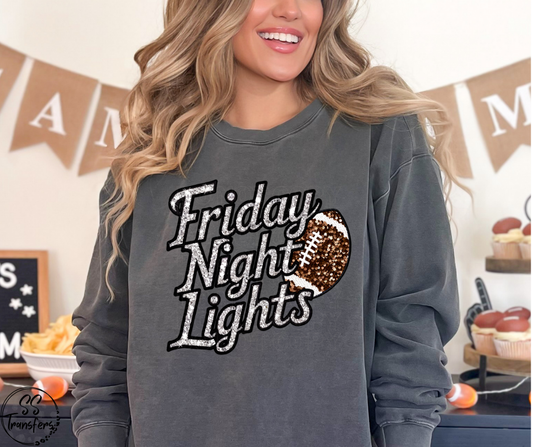 Friday Night Lights Football Faux Sequins DTF Transfer