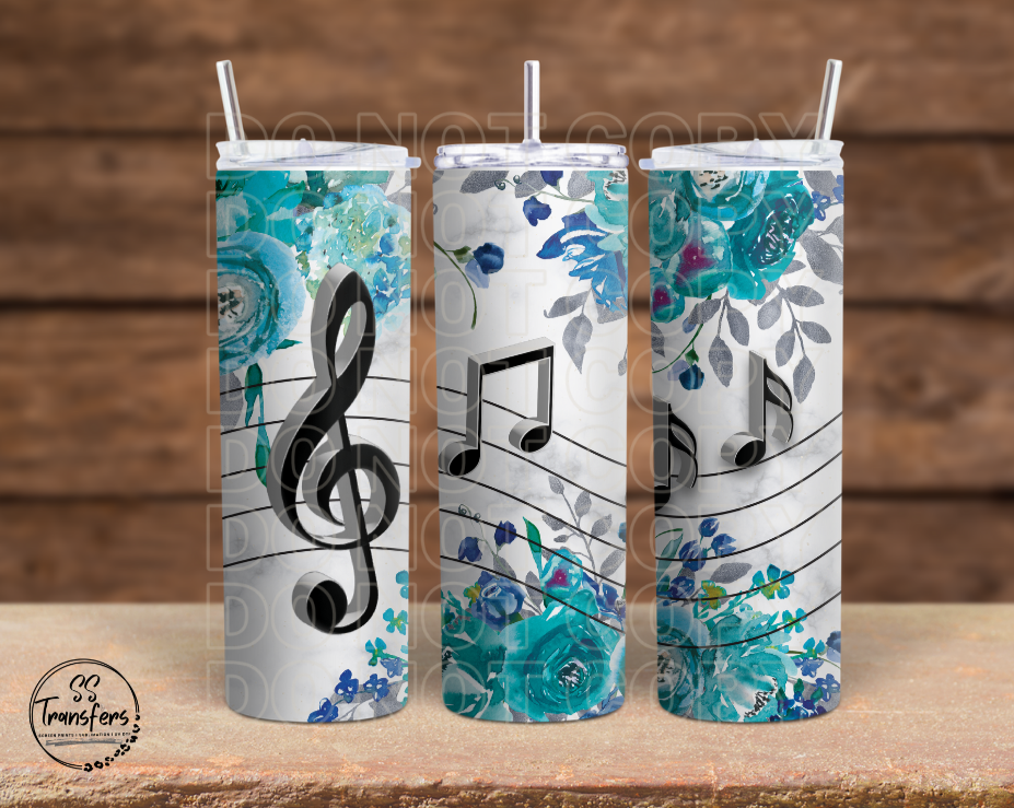 Flower and Music Notes Sub Tumbler Transfer