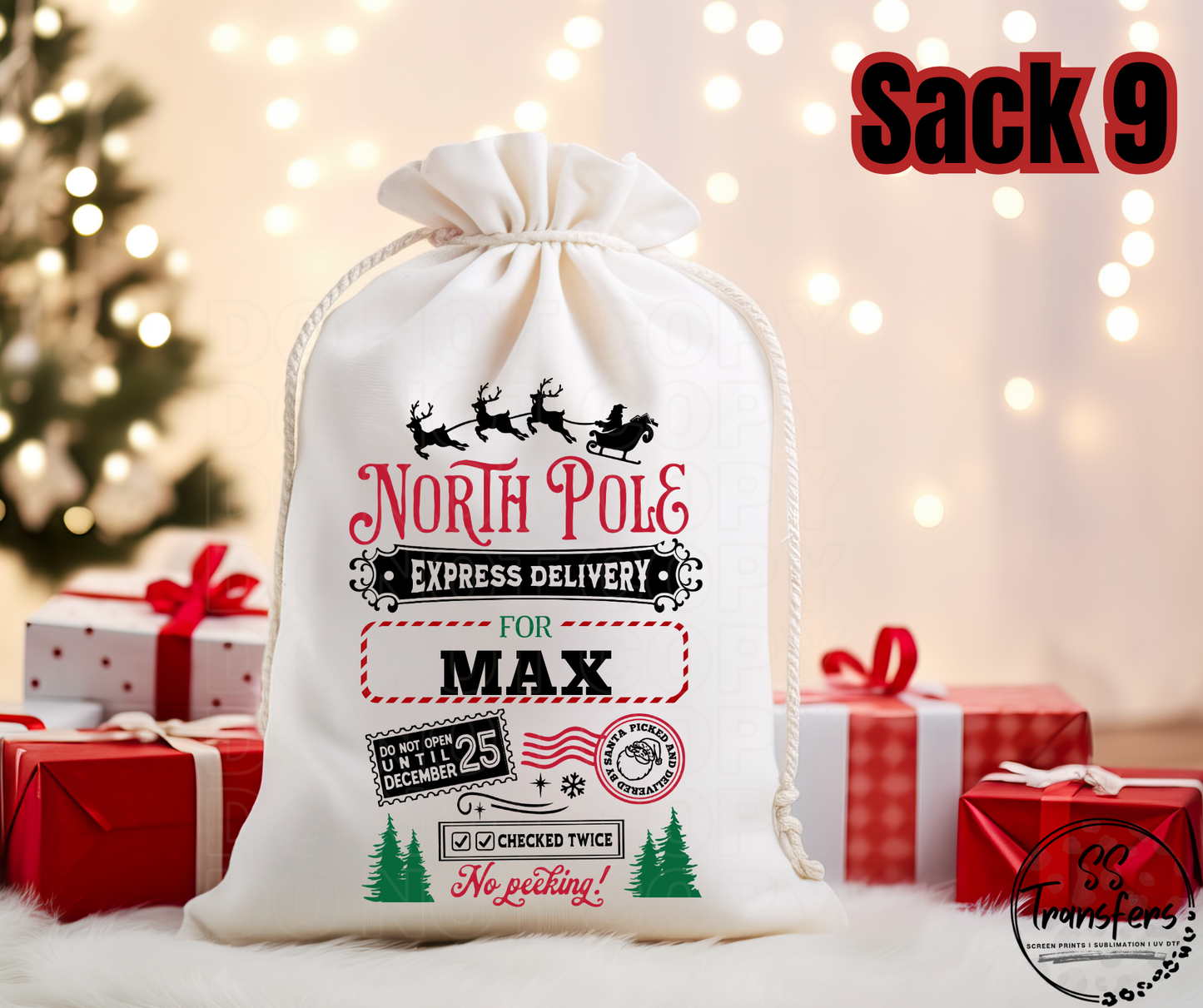 Custom Name Santa Sacks (Multiple Options) DTF Transfer