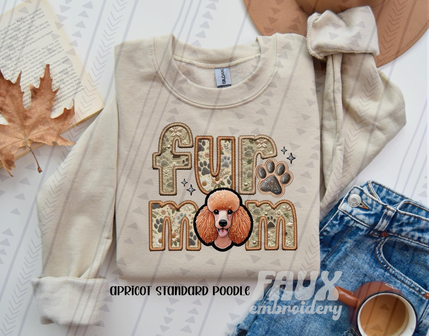 Fur Mom Dogs Faux Embroidered (Multiple Breed Choices) DTF Transfer