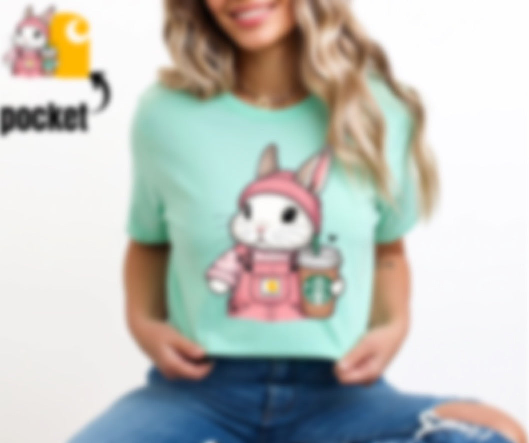 *FB Exclusive* Overalls, Bunny, and Coffee (Multiple Options) DTF Transfer