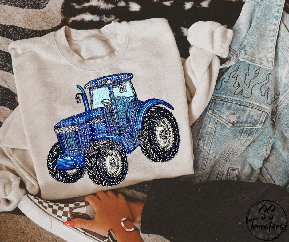 Faux Rhinestone/Sequins Tractor (Multiple Colors) DTF Transfer