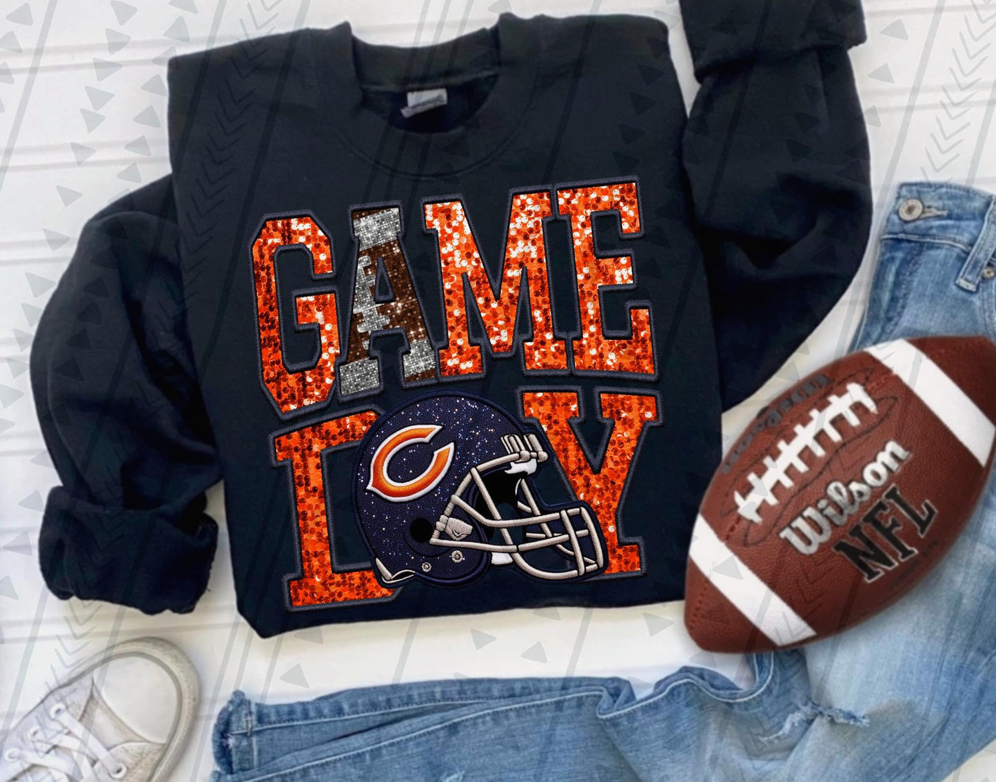 Game Day Faux Embroidered/Glitter Pro Teams (All Pro Teams Avail) DTF Transfer