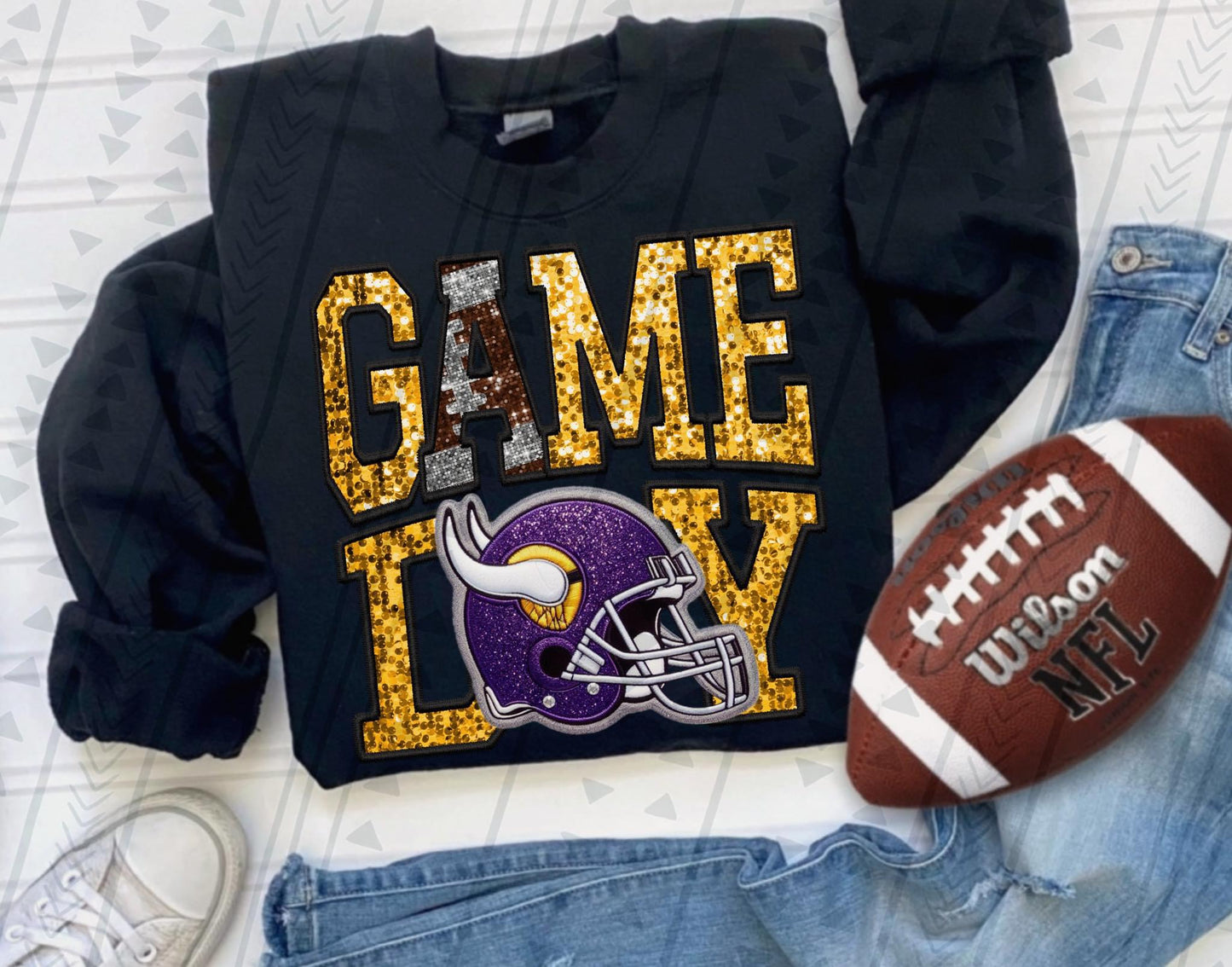 Game Day Faux Embroidered/Glitter Pro Teams (All Pro Teams Avail) DTF Transfer