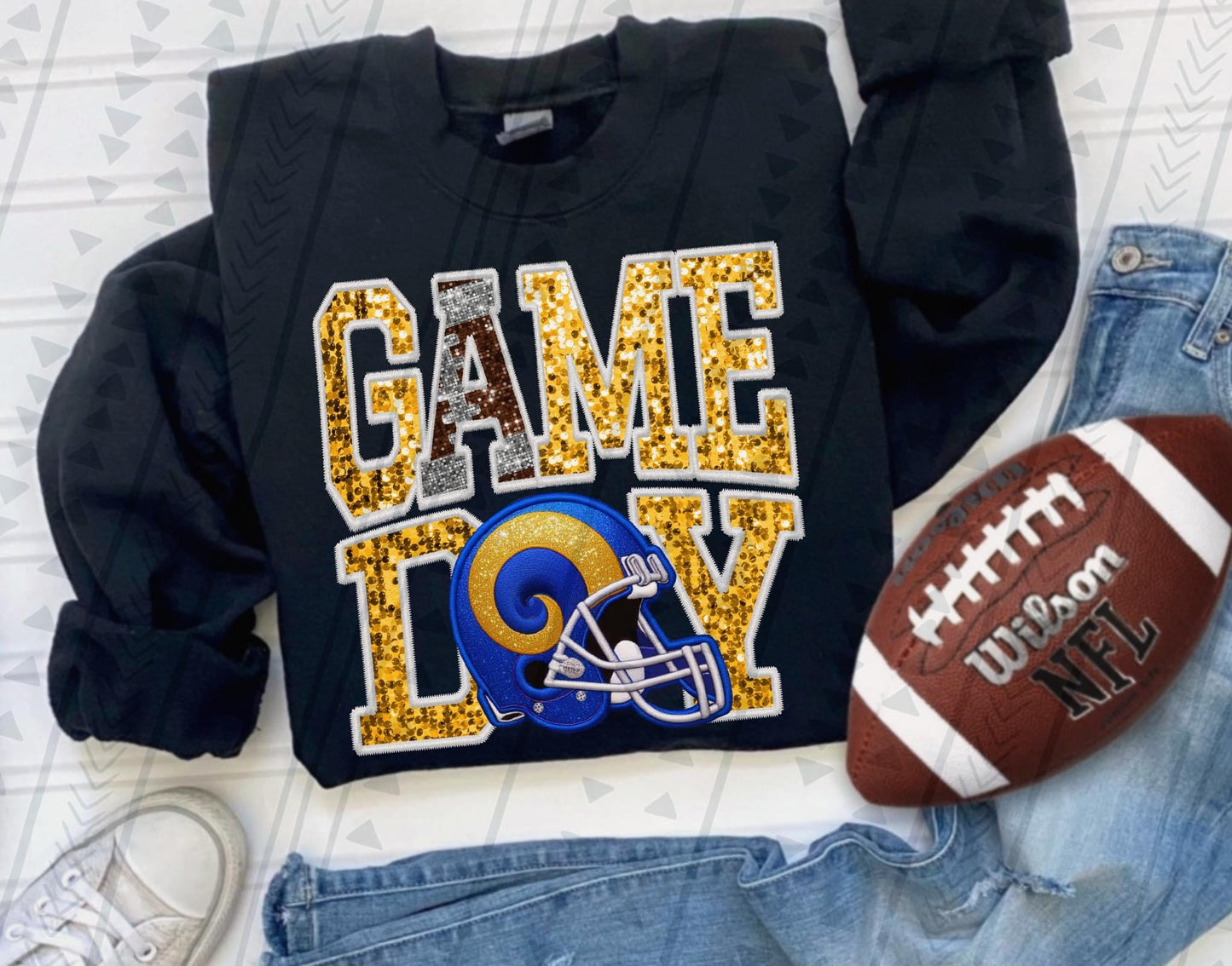 Game Day Faux Embroidered/Glitter Pro Teams (All Pro Teams Avail) DTF Transfer