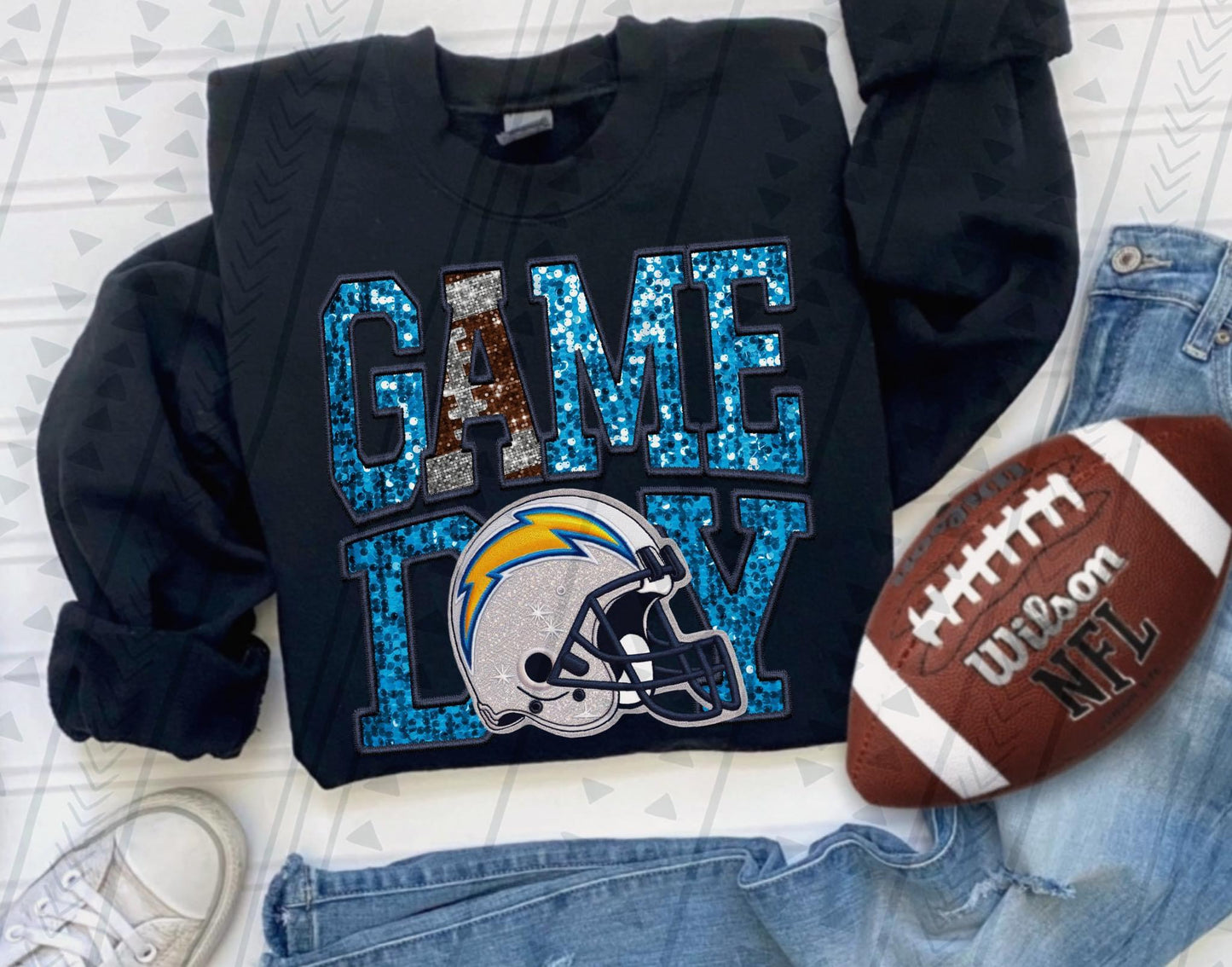 Game Day Faux Embroidered/Glitter Pro Teams (All Pro Teams Avail) DTF Transfer