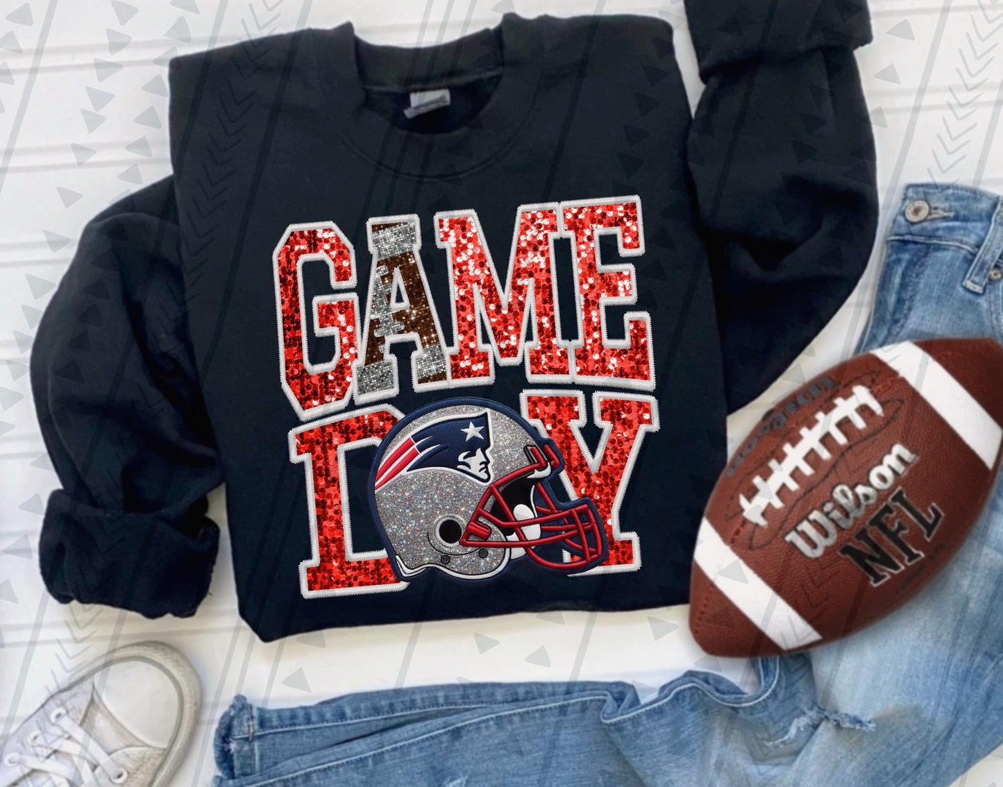 Game Day Faux Embroidered/Glitter Pro Teams (All Pro Teams Avail) DTF Transfer