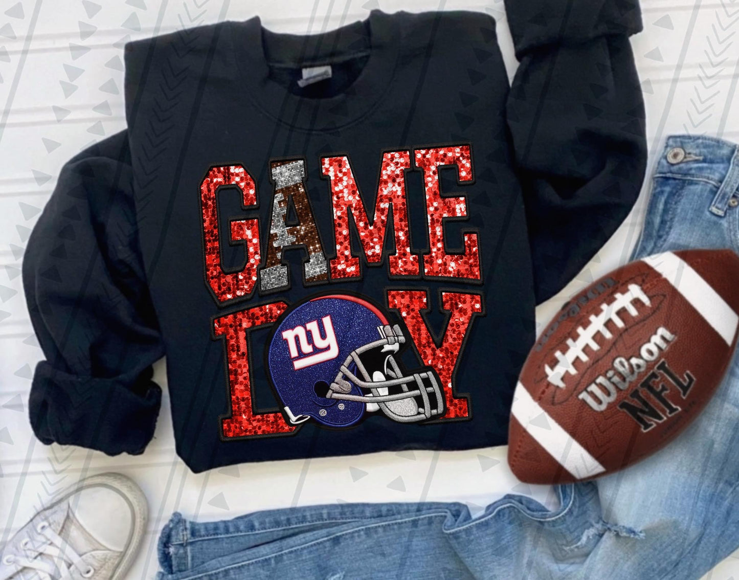 Game Day Faux Embroidered/Glitter Pro Teams (All Pro Teams Avail) DTF Transfer