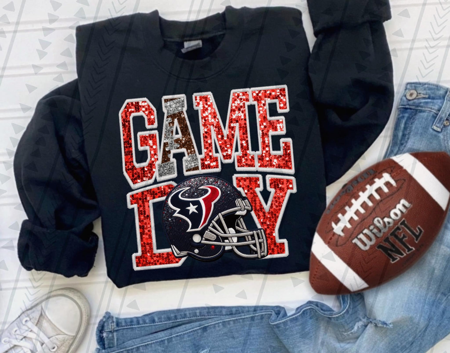 Game Day Faux Embroidered/Glitter Pro Teams (All Pro Teams Avail) DTF Transfer