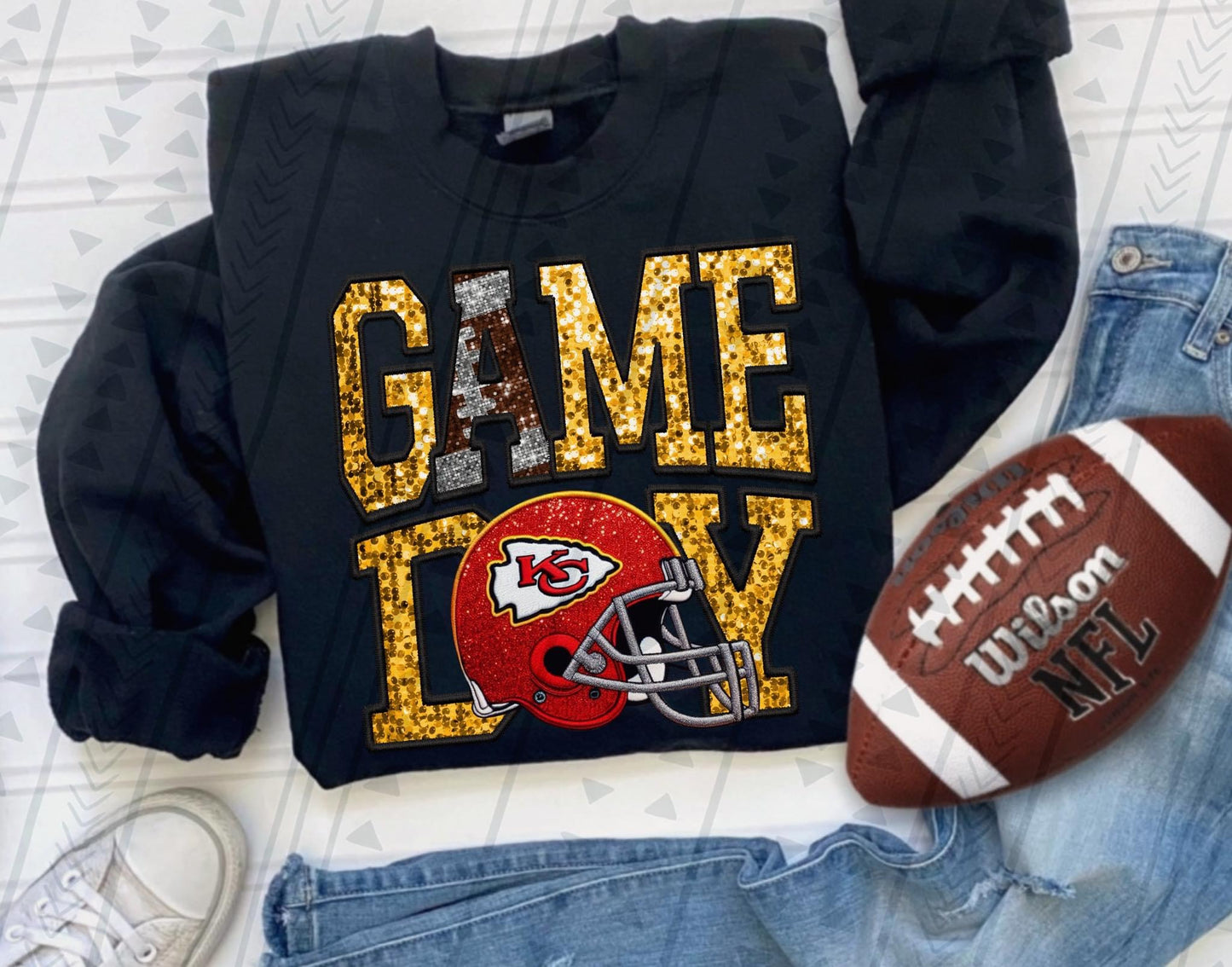 Game Day Faux Embroidered/Glitter Pro Teams (All Pro Teams Avail) DTF Transfer