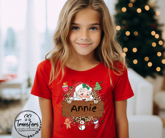 Santa Leopard Custom Name DTF Transfer