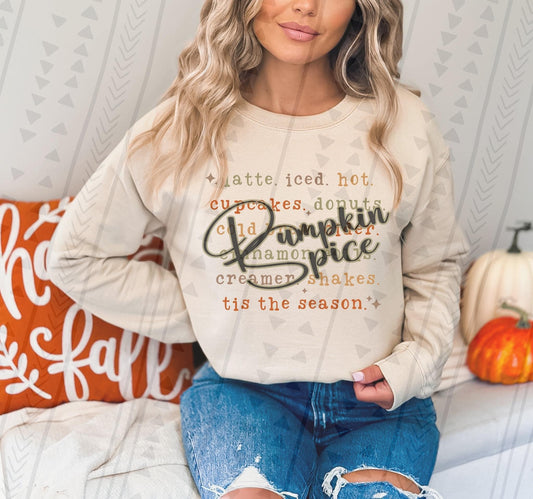 Pumpkin Spice Words DTF Transfer