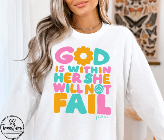 God Is Within Her She Will Not Fail DTF Transfer