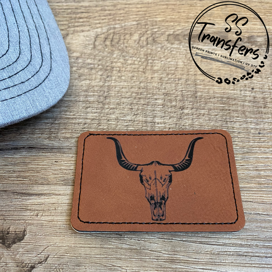 Longhorn Skull Leather Patch