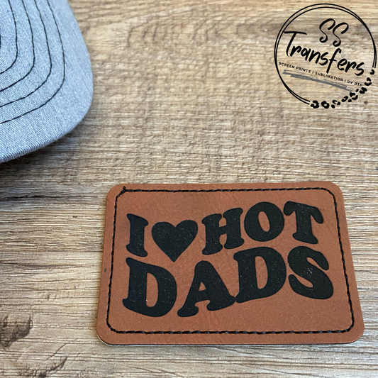 I Heart Hot Dads Leather Patch