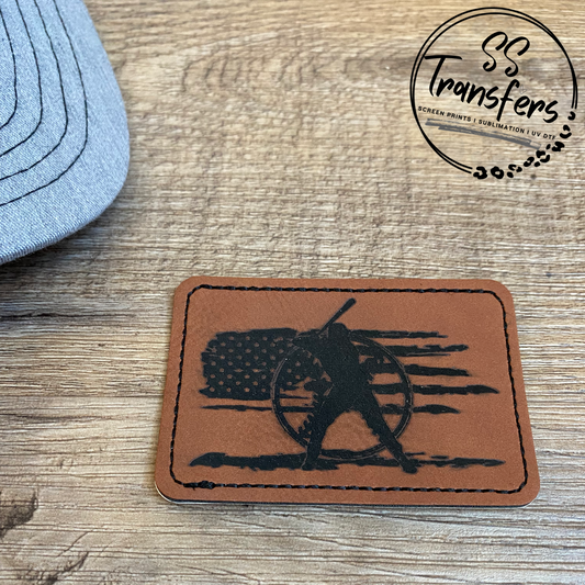 Baseball Flag Leather Patch