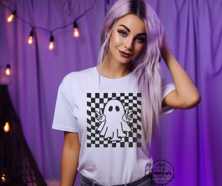 Checkered Ghost PUFF (Multiple Colors) Screen Print Transfer