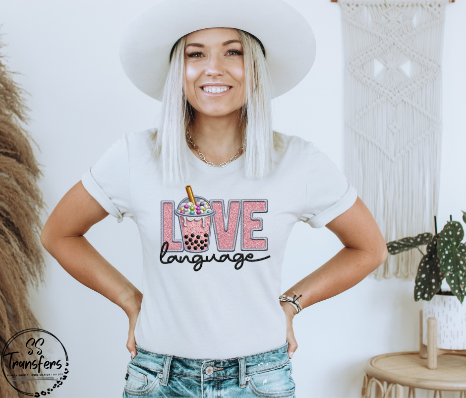 Love Language Faux Embroidered (Multiple Options) DTF Transfer