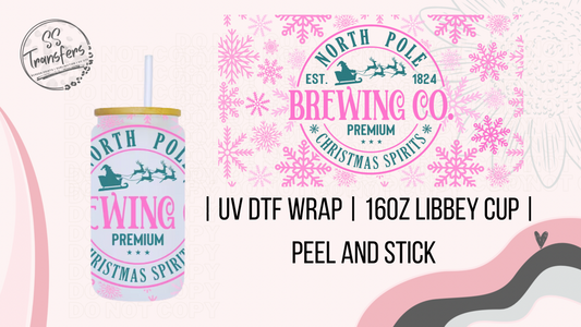 Pink North Pole Brewing Co. Libbey UV Wrap