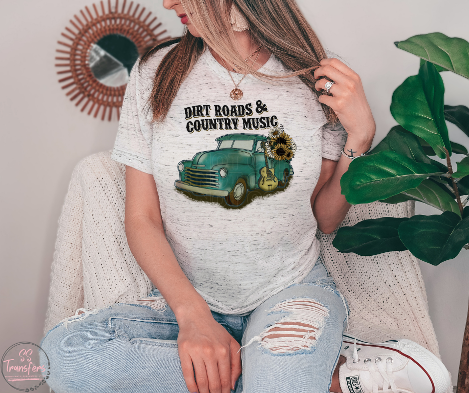 Dirt Roads and Country Music Sublimation Transfer