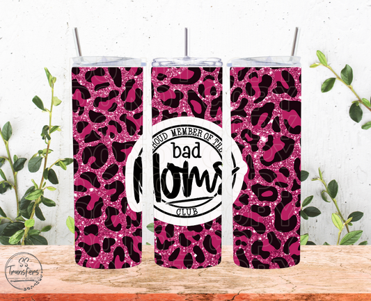 Bad Moms Club Pink Leopard Sub Tumbler Transfer